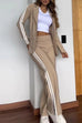 Camilladress Color Block Open Front Blazer Elastic Waist Slit Wide Leg Pants Set