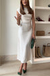 Camilladress Mockneck Sleeveless Side Ruched Midi Dress