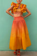 Camilladress Gradient Ruffled Shoulder Crop Top High Waist A-line Skirt Set