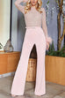 Camilladress Feather-Paneled Long Sleeves Bell Bottoms Sequin Jumpsuit