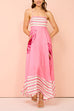 Camilladress Backless Stripes Splice Floral Print Swing Maxi Cami Dress