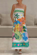 Camilladress Spaghetti Strap High Waist Tropic Print Maxi Holiday Dress