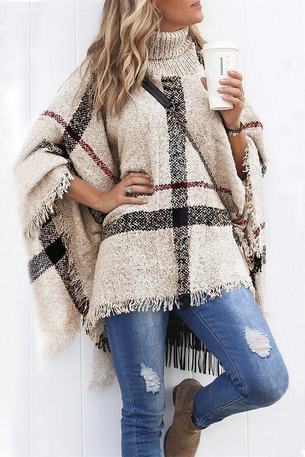 Camilladress Chicest Tassel Lattice Cloak Poncho Sweater