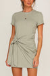 Camilladress Short Sleeve Knot Waist Solid T-shirt Dress