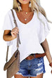 Camilladress Casual V Neck Ruffle Short Sleeve T-shirt