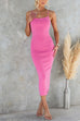 U Neck Ribbed Knit Bodycon Midi Cami Dress