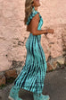 Camilladress Cowl Neck Backless Tie Dye Hoodied Maxi Dress