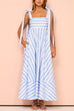 Camilladress Pocketed Bow Shoulder Striped Swing Maxi Cami Dress