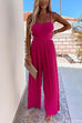 Camilladress Spaghetti Strap Belted Pleated Wide Leg Jumpsuit