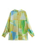 Camilladress Long Sleeves Button Front Tie Dye Blouse Shirt