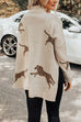 Camilladress High Neck Side Slit Cheetah Pattern Sweater