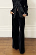 High Waist Wide Leg Pocketed Velvet Pants