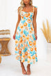 Camilladress Floral Tie Shoulder Flared Midi Cami Holiday Dress