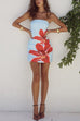 Camilladress Strapless Tube Pocketed Lily Print Mini Dress