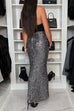 Camillladress Christmas Party High Waist Sequin Bodycon Maxi Skirt