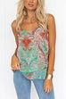 V Neck Beaded Print Ruffle Cami Top