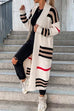 Camilladress Open Front Color Block Striped Splice Long Sweater Cardigan