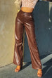 Camilladress Faux Leather Straight Leg Trousers with Pockets