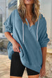 Camilladress V Neck Drop Shoulder Drawstring Hoodied Sweatshirt