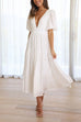 Camilladress V Neck Lantern Sleeves Waisted Ruffle Maxi Dress