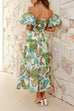 Camilladress Twist Front Puff Sleeves Ruffle Tiered Printed Maxi Dress