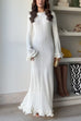 Camilladress Bell Sleeves Back Lace-up Ruffle Trim Maxi Dress