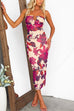 Strapless Ruched Floral Print Bodycon Midi Dress