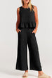 Camilladress Crewneck Ruffle Tank Top Wide Leg Pockets Pants Set