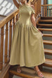 Camilladress Elegant Asymmetric Shoulder Pleated Swing Maxi Dress