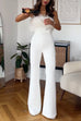 Camilladress Strapless Feather Tube Top Flare Bottoms Jumpsuit