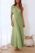 Camilladress Bow Knot One Shoulder High Waist Sleeveless Maxi Swing Dress