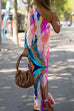 Camilladress One Shoulder Long Sleeve Tie Dye Maxi Holiday Dress