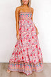 Camilladress Lace Up Backless High Waist Floral Maxi Cami Holiday Dress