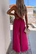 Camilladress Spaghetti Strap Belted Pleated Wide Leg Jumpsuit