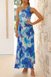 Camilladress One Shoulder Sleeveless Cut Out Printed Swing Maxi Dress