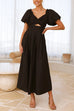 Camilladress V Neck Twist Front Puff Sleeves Cut Out Maxi Dress