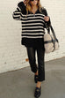 Camilladress Turtleneck Zip Up Striped Pullover Sweater