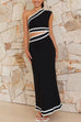 Camilladress One Shoulder Cut Out Waist Ric Rac Color Block Maxi Dress