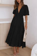 Camilladress V Neck Lantern Sleeves Waisted Ruffle Maxi Dress