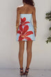 Camilladress Strapless Tube Pocketed Lily Print Mini Dress