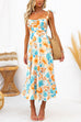 Camilladress Floral Tie Shoulder Flared Midi Cami Holiday Dress