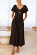 Camilladress V Neck Twist Front Puff Sleeves Cut Out Maxi Dress