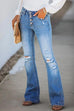 Camilladress High Waist Buttons Ripped Bell Bottom Jeans