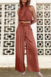 Camilladress Mockneck Sleeveless Crop Top Tie Waist Wide Leg Pants Set