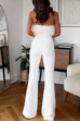 Camilladress Strapless Feather Tube Top Flare Bottoms Jumpsuit