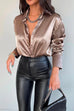 Camilladress Chic Long Sleeves Button Down Satin Bouse Shirt