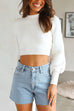 Camilladress Crewneck Ribbed Knit Slim Fit Crop Sweater