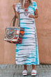 Camilladress V Neck Short Sleeves Printed Casual A-line Maxi Dress