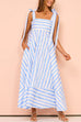 Camilladress Pocketed Bow Shoulder Striped Swing Maxi Cami Dress