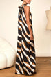 Camilladress Tie Neck Sleeveless Color Block Printed Maxi Dress